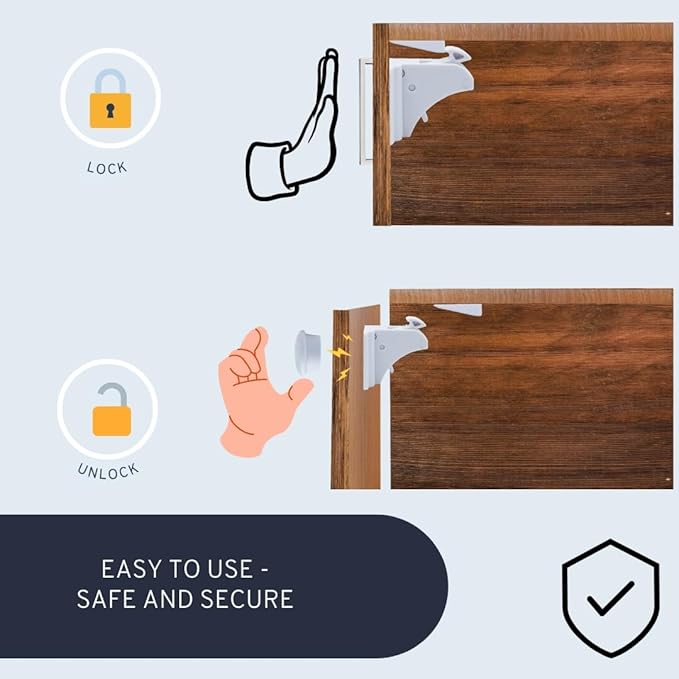 BigBest Magnetic Cabinet Locks ??Baby Proofing for Drawers & Cabinets | No Drilling, Easy Installation, Strong Adhesive, Baby Cabinet Locks 12 Locks + 2 Keys