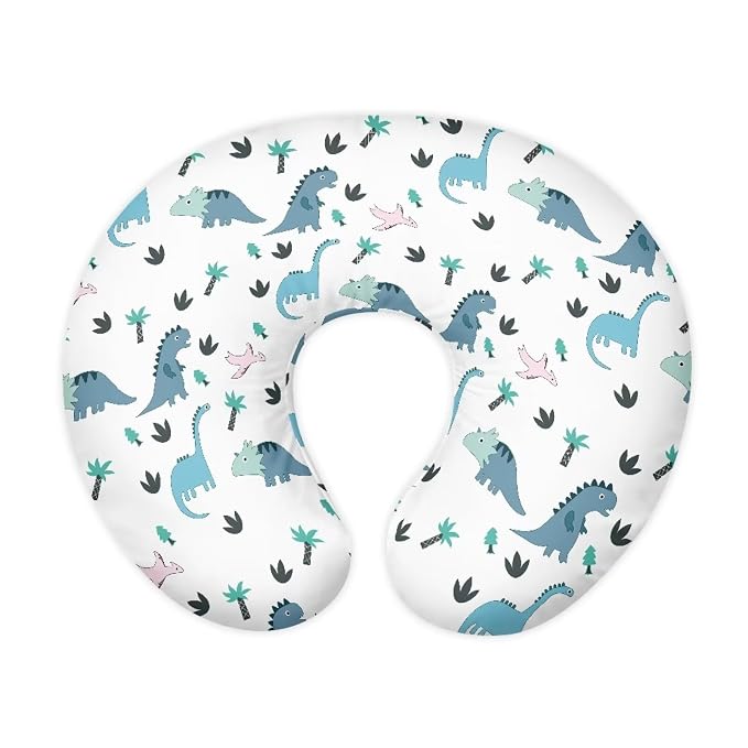 Dinosaur Nursing Pillow Cover Slipcover Comfortable Scratches-Proof Fabric Breastfeeding & Bottle Feeding Pillow Case for Home Car Nursery Room Decorations