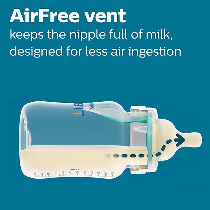 Philips AVENT Anti-Colic Baby Bottle with AirFree Vent Newborn Gift Set with Snuggle, Clear, SCD306/10