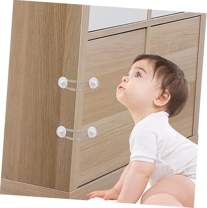 2pcs Boy Girl Safety Lock Transparent Anti-pinch Cabinet Latches for Childproofing Cupboards Drawers and Fridges Easy to Install for Boy Girl and Toddlers
