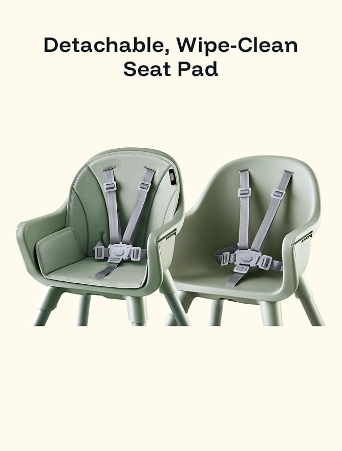 HARPPA 2 in 1 Baby High Chair for Babies and Toddlers, Convertible High Chairs with Removable Double Tray, Waterproof PU Seat Cushion, Anti-Slip Footrest and 5-Point Harness for 6??6 Months, Sage