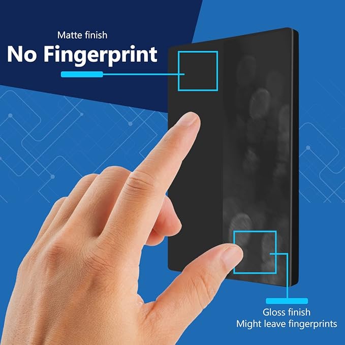 LIDER Blank Wall Plate, Temperature and Impact Resistant, UL Listed, Polycarbonate Thermoplastic, Screwless Design, Matte Finish, Modern Upgrade, Midsize, 1-Gang, 4.88??x 3.11?? Black, 10 Pack