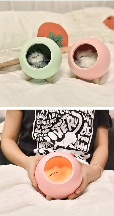 Fantasee Creative Little Cat Pet House Night Light Kitten Bedside Sleeping Nursery Light USB Rechargeable Touch Dimmable Atmosphere Light for Baby Child Birthday Party Gift Home Decor (Pink)