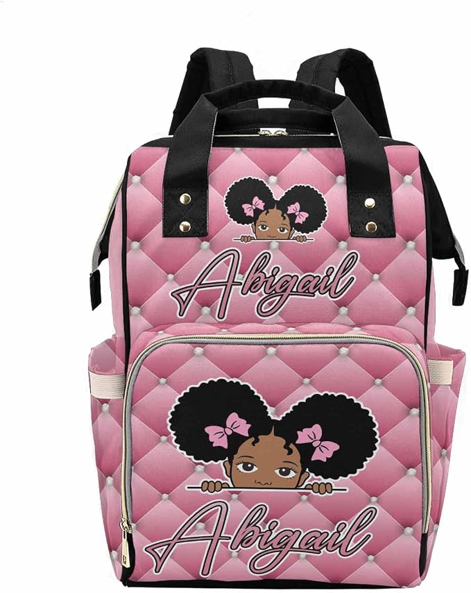M YESCUSTOM Custom Pink Diaper Bag Backpack with Name Personalized Mommy Backpack for Women Travel Gift for Wife