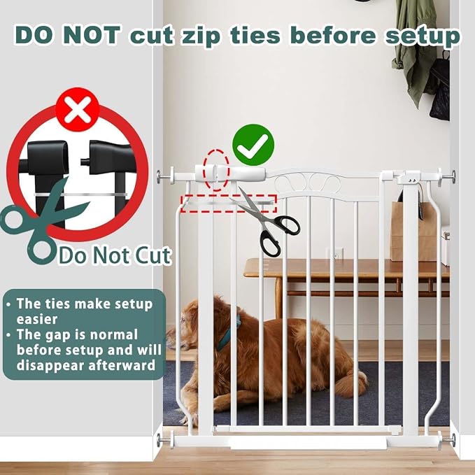 Fairy Baby 29.5"-53.0" Extra Wide Baby Gate for Doorway Pressure Mounted | Sturdy Metal Safety Child Gate for Stairs, No Drill Auto Close Dog Pets Gate for Walk Thru, Garden Arched Décor Elegance Gate