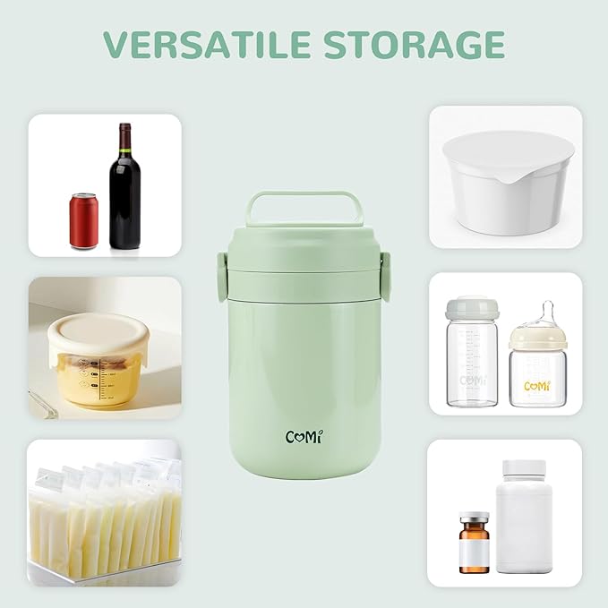 COMI Breast Milk Cooler,24H Triple-Layer Cooling,Breastmilk Storage Bottles Container, 10.1oz Leak Proof Outdoor Small Freezer,for Travel, Work, Night Pumping, Gift for New Moms(Green)