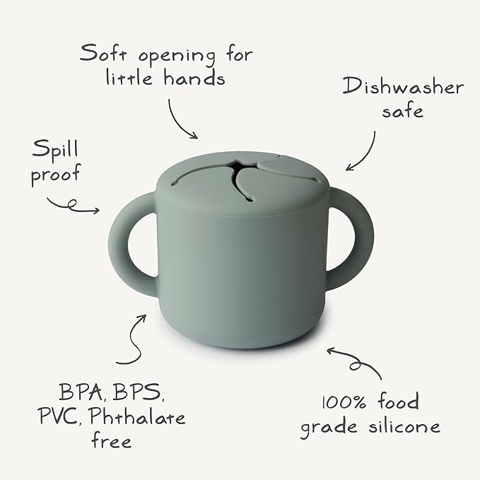 mushie Silicone Snack Cup | Spill Proof Food Container for Toddler and Baby (Stone)