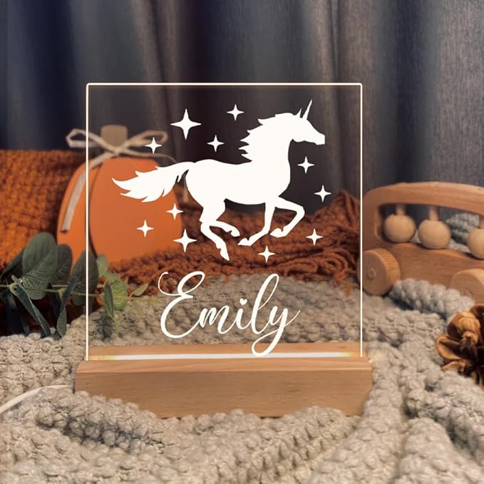 Personalized Night Light for Baby Kids, Custom Name Unicorn Led Lamp for Girls Boys, Customized Name Night Lights Gift for Children Nursery