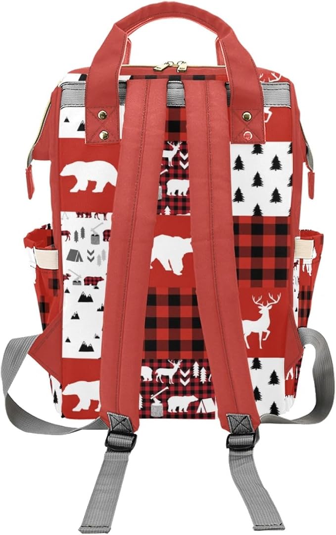 Personalized Woodland Deer Bear Diaper Bag with Name – Custom Baby Bag, Nursing Tote Backpack for Mom, Custom Name Mommy Daypack, Shower Gift for Baby