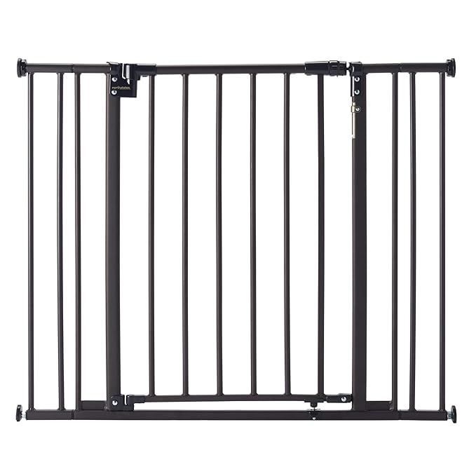Toddleroo by North States - Light the Way Baby Gate: Metal Safety Gate for Stairs & Doorways with Light Sensing LED - Adjustable 28.5 to 38.25 Inches Wide - 29.3 Inches Tall - Matte Bronze