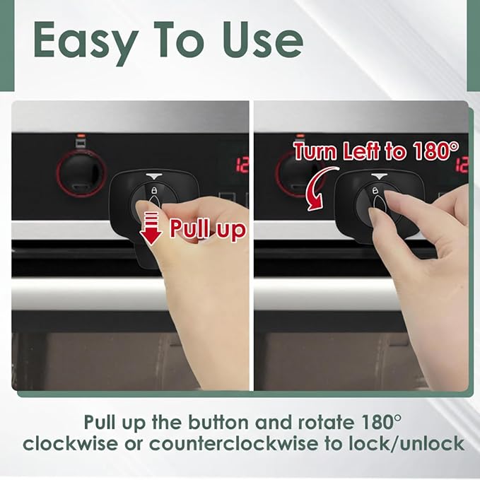 2-Pack Child Safety Oven Lock Heat Resistant Stove Door Latch No Drill Baby Proof Guard for Dishwasher Pet Protection Black