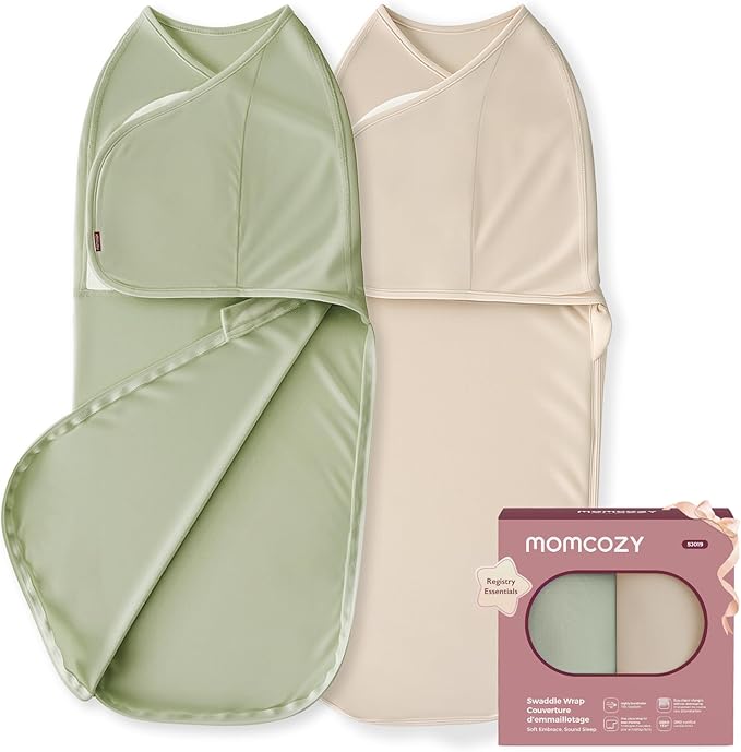 Momcozy Swaddles for Newborns, Quiet Fastener Swaddle Suitable for Infant 0-3 Months, New-Parent-Friendly Sleep Sack, Reduce Startle Reflex, Newborn Boys Girls Registry Essentials, 2-Pack, Meadow