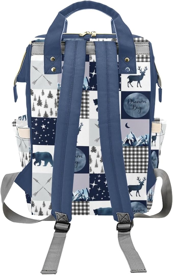 Custom Diaper Bag for baby Customized Baby Bag Personalized Nursing Bags with Name Custom Name Mommy Daypack Bag Tote Bag Gifts (Woodland Navy)
