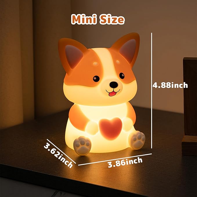 AVEKI Dog Night Light for Kids, Cute Puppy Gifts for Dog Lovers, Soft Silicone Puppy Lamp with 30M Timer and 3 Levels Brightness, 7 Colors Dimmable Baby Night Light for Nursery, Kids Room