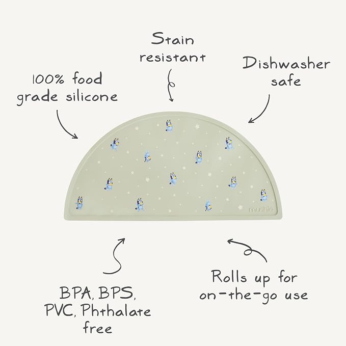 mushie x Bluey Silicone Placemat for Kids | BPA-Free Non-Slip Design (Bluey Ivory)
