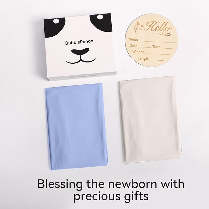 BubblePanda Rayon Made from Bamboo Baby Swaddle Blanket,2 Pack Soft & Breathable Receiving Blankets for Infant Newborn, Swaddle Wrap for Babies Girl and Boy, 47 x 47 Inch, (Slate & Oat)
