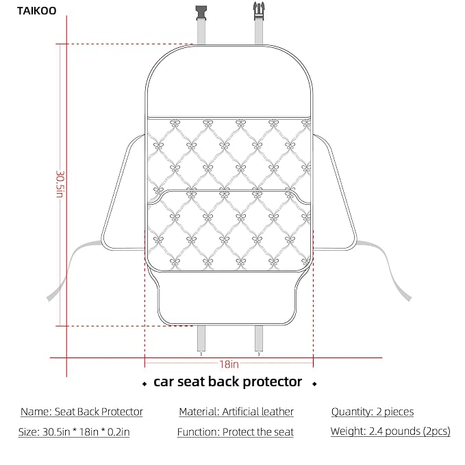 TAIKOO Seat Back Protector + Large Capacity Pocket Storage Organizer,Preventing The Impact of Children Stepping on The Seat Backrest (Style B-Brown)
