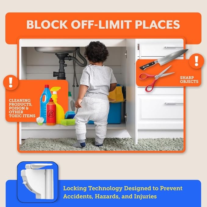 Magnetic Cabinet Locks for Babies (6 Pack Locks with 2 Keys), Eco Baby Baby Proofing Cabinet Locks, Child Locks for Cabinets Drawers Doors, Easy Installation No Tools Required