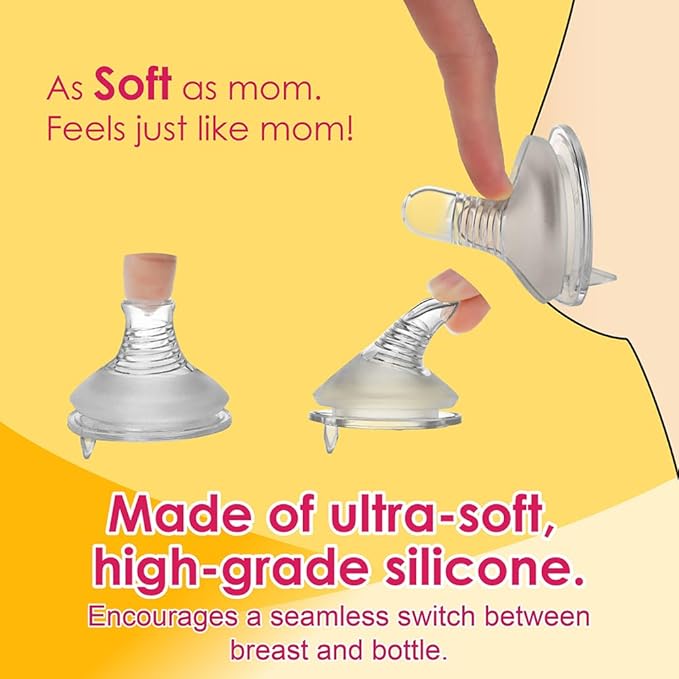 Nenesupply Natural Baby Bottles Newborn Flow Feeding Bottles Breastfeeding Bottle for Breastfed Babies Wide Neck 4.7oz Anti Colic Level 1 Nipple for 0+ Month Infant Replace Spectra Bottles for Pumping
