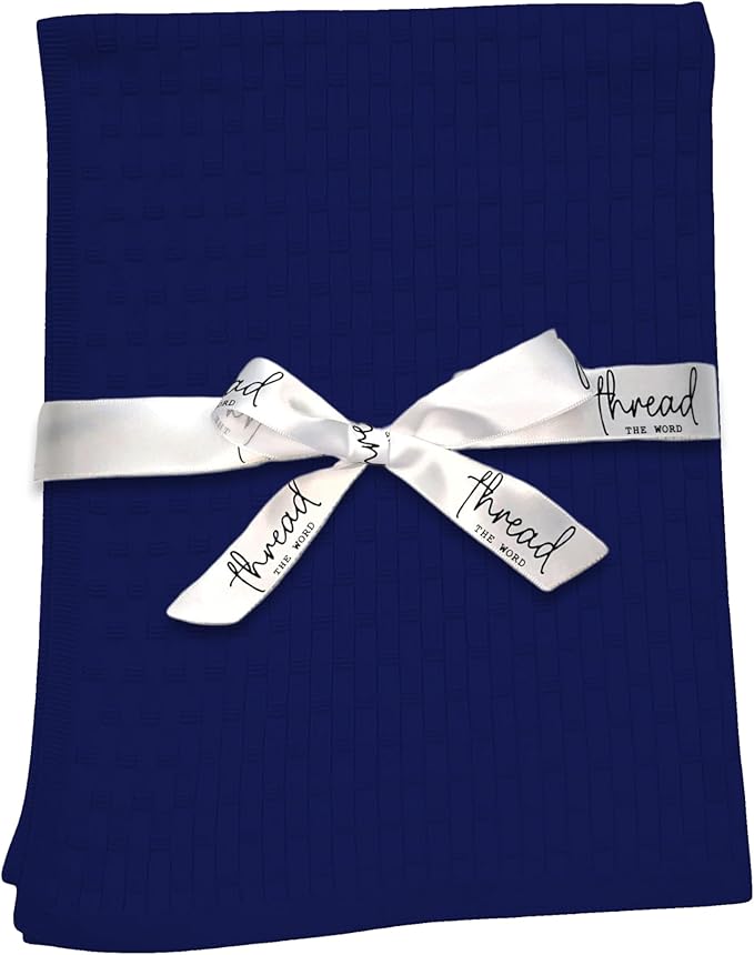 The Lattice Blanket - 100% Organic Cotton Baby Blanket, American Made, 30x40in - Bassinet, Crib, Stroller - Gift Registry Baby Shower for Newborns and Kids (Navy)