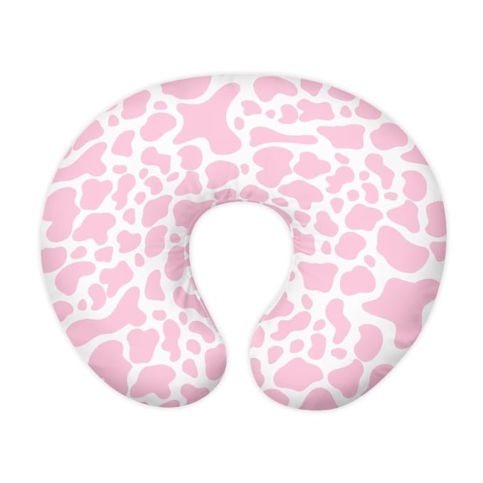 Pink Cow Nursing Pillow Cover for Bottle Feeding, Removable Breathable Nursing Pillow Case for Baby Boy Girl, Durable Breastfeeding Pillow Cover