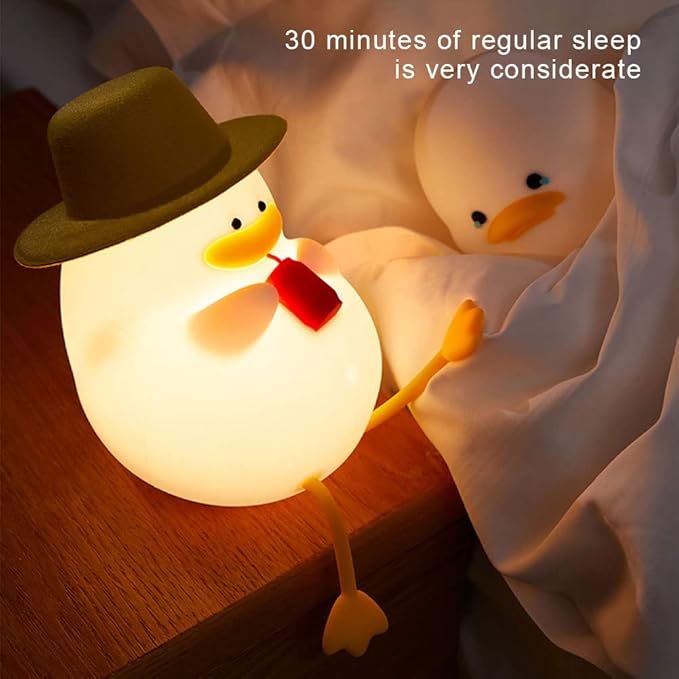 Cute Duck USB Rechargeable Night Light, Silicone Kids Lamp with 30 Minute Timer & Tap Control, for Nursery & Kids' Room Decor