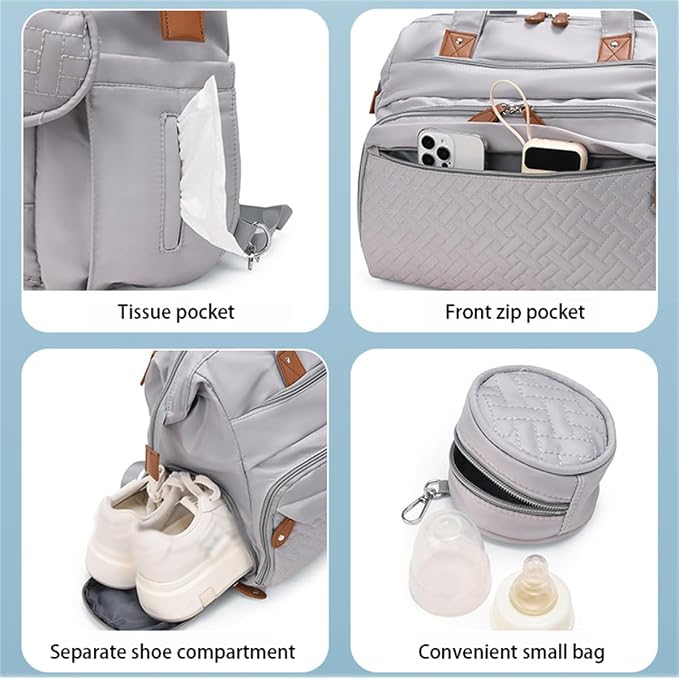 Diaper Bag Backpack with Changing Pad, Pacifier Case, Multi Functional Backpack Mommy Bag with Insulated Pockets (Blue)