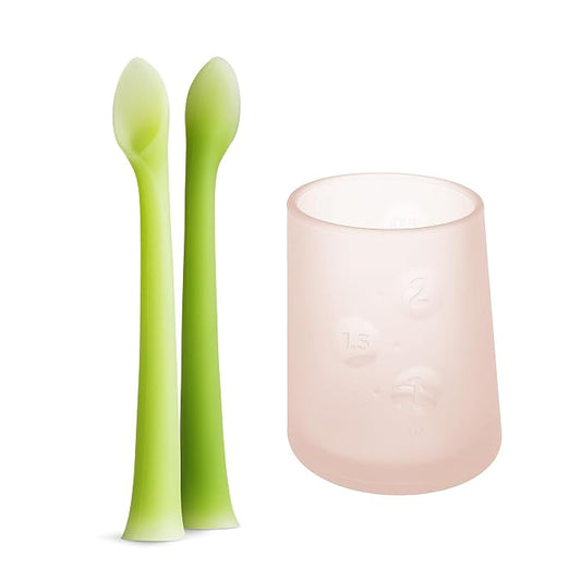 Olababy Feeding Spoon + Olababy First Cup (Coral, 2 oz)