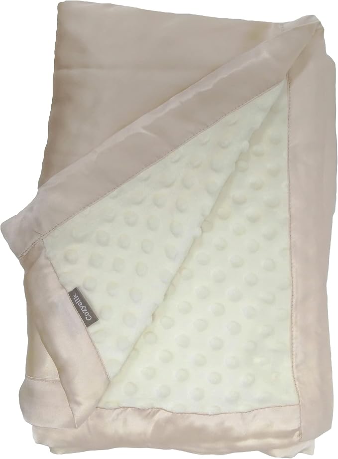Baby Soft Silk Blanket - 100% Mulberry Silk On One Layer with Minky Plush Dot Blanket Backing - Reversible Double Layer, Gift for Girls/Boys Best for Summer (28 x 40 inch, Champagne)
