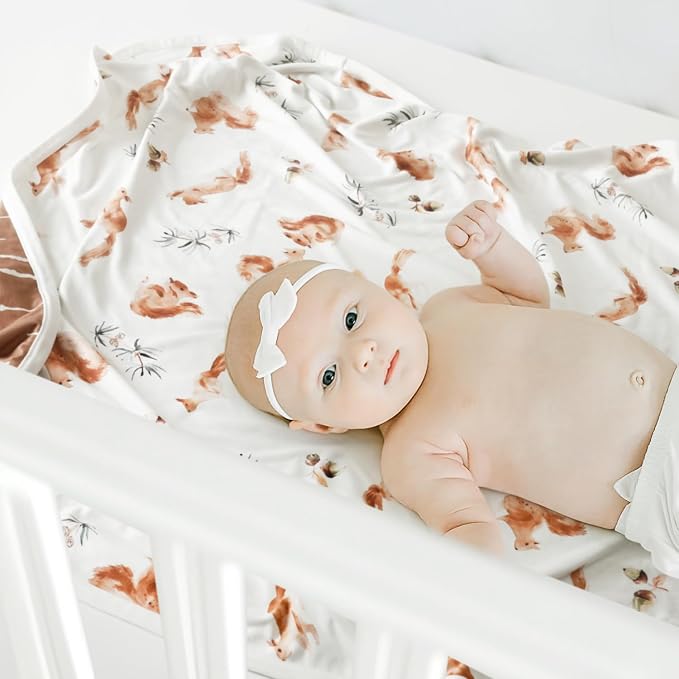 GRSSDER Reversible Baby Blankets Super Soft Jersey Knit Swaddle Blanket for Baby Girls and Boys, Stretchy Breathable Receiving Blankets 34 x 44 Extra Large for Baby Swaddling