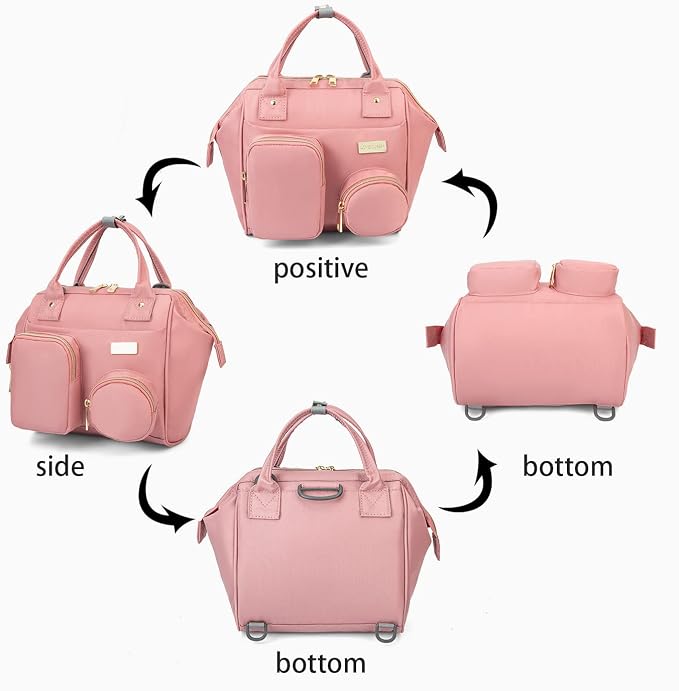 Lmbabter Baby Diaper Bag Backpack Waterproof Multi-Function Convertible Mini Smart Diaper Bag Backpack for Outdoor (Pink)