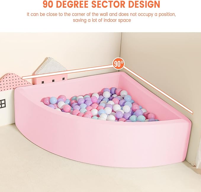 TRENDBOX Ball Pit Memory Foam Pit Soft Pool Fan-Shape Soft Equipment for Toddlers Kids - Light Pink (Balls NOT Included)