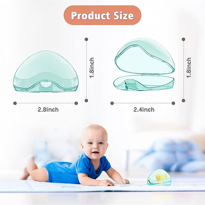 Pacifier Case,6 Pack BPA Free Pacifier Holder Case,Transparent Container Box for Baby Binky（Not Included),Essential Pacifier Accessories,Alway Keep Paci Clean,Easy to Clean(Green)
