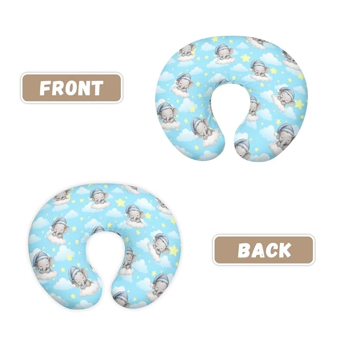 Jeiento Cartoon Elephant Pillow Case Cute Elephant Nursing Pillowcase for Breastfeeding Elastic Soft Fabric U-Shaped Feeding Pillow Covers Premium Quick-Dry Fabric Cover Slipcover,for Women Newborn