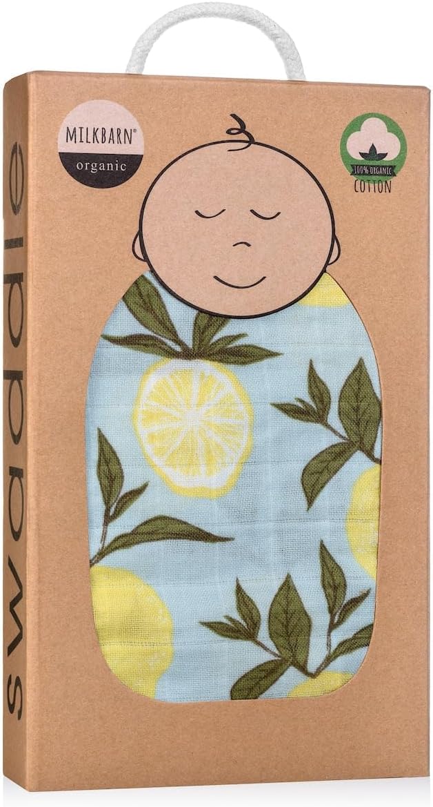 Milkbarn Baby Swaddle Blanket - Soft & Gentle 100% GOTS-Certified Organic Cotton - Nursery Swaddling Blankets for Boys and Girls, Balloons