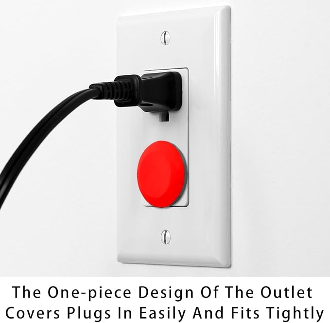 12 Packs Pure Red Pattern Baby Proofing Outlet Covers, Electric Socket Covers Receptacle Plug Cap, Safe & Secure Electric Plug Protectors to Prevent Power Shock