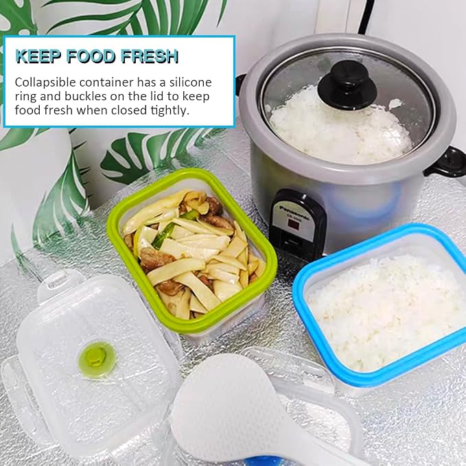 Collapsible Small Silicone Food Storage Container(12 Oz) 4 Pack, Silicone Storage Containers for Snack, Fruit, Stackable, Space Saving