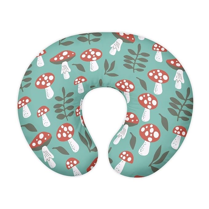 Mushroom Leaves Nursing Pillow Cover, Washable & Breathable Nursing Pillow Case for Newborn Breastfeeding Pillow Slipcover for Baby Boys & Girls