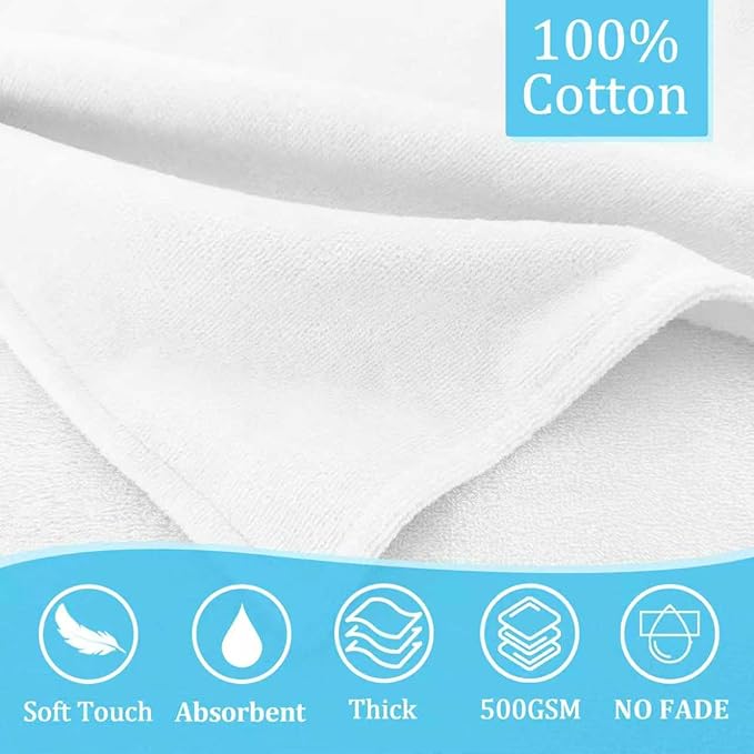 VOOVA & MOVAS Cute Elephant Ears Large Hooded Towel for Baby ??100% Cotton, 420GSM, Thick & Super Absorbent ??33" x 31.5", for 0??8 Months ??Newborn, Toddler, Infant Bath Towel, Baby Essentials，White