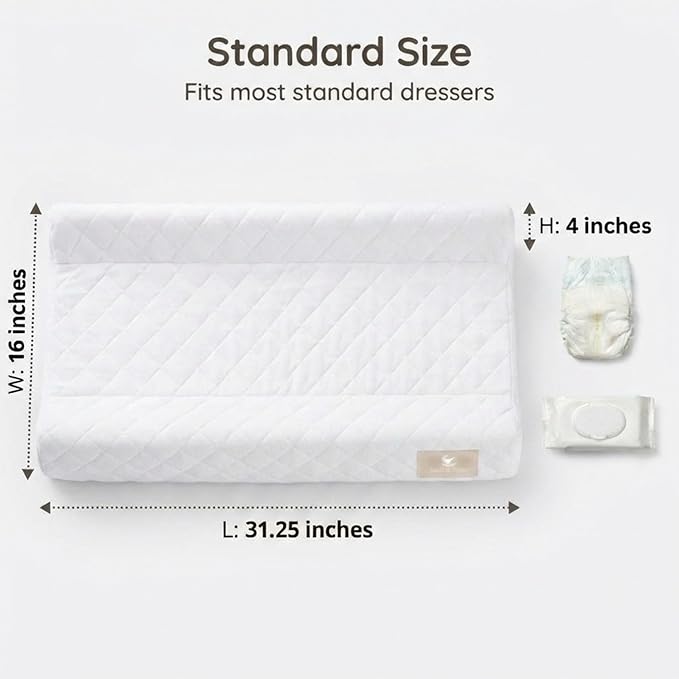 Contoured Baby Changing Pad ??Waterproof & Breathable Diaper Changing Pad | Removable Washable Cover, Non-Slip Base & Safety Strap | Standard Size for Dresser & Changing Table Pads