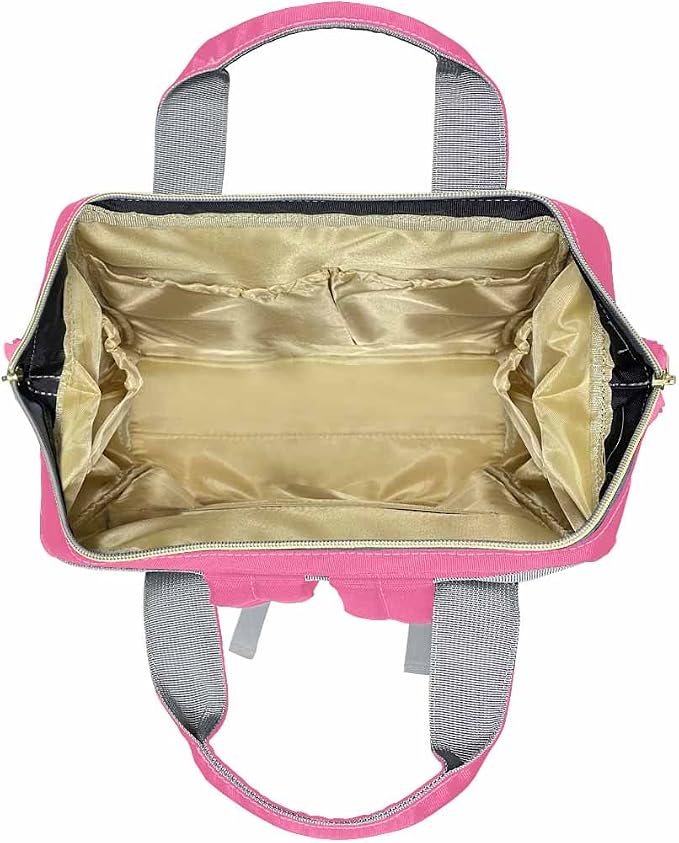 InterestPrint Custom Name Diaper Bag - Personalized Cute Pink Princess Nappy Bag - Customized Diapering Backpack for Casual Daypack Travel, Hiking, Camping, Work