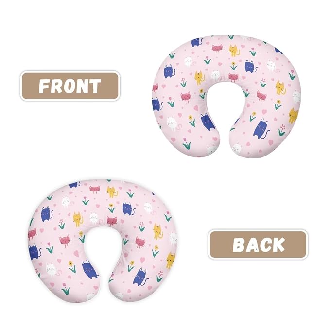 Cute Cat Flower Baby Nursing Pillow Cover for Newborn, Stretchy Replaceable Pillow Cover Slipcover U-Shaped Breastfeeding Pillowcase Cushion Cover
