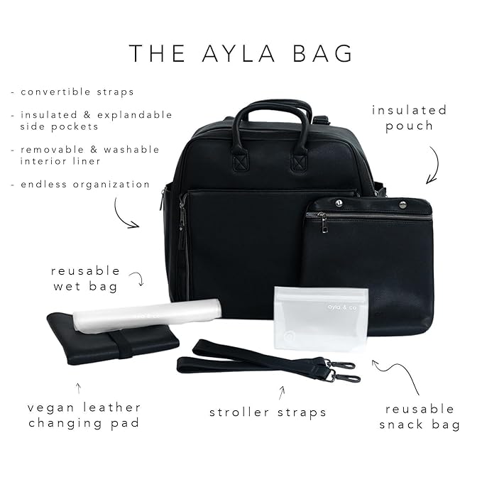 Ayla & Co Full-Size Diaper Bag Backpack, Baby Essentials Cross-Body Changing Bag for Baby Girl/Boy Convertible Straps Portable Tote Bag, Baby Changing Pad, Insulated Pockets & Pouch, Olive