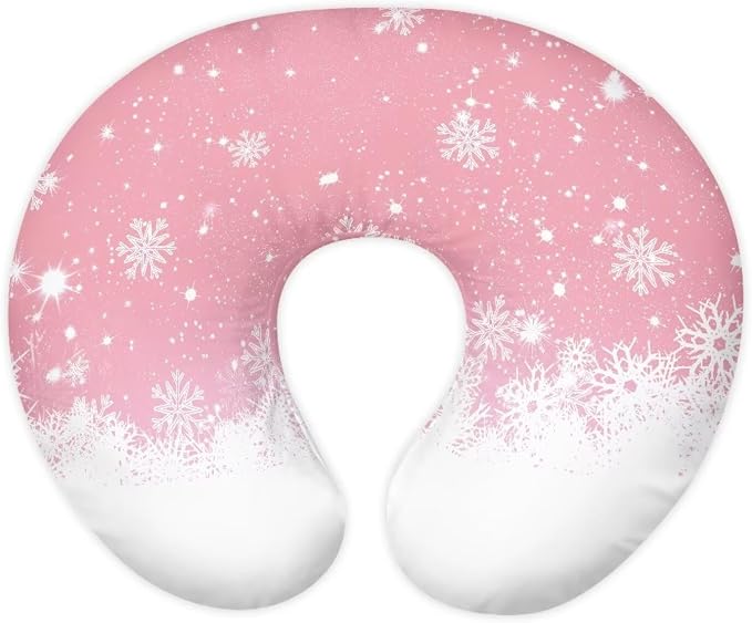 Snowflake Nursing Pillow and Positioner Detachable Newborn Original Breastfeeding Slipcover Case U-Shaped Head Support Protector Cushion Essential with Hidden Zipper Easy Care
