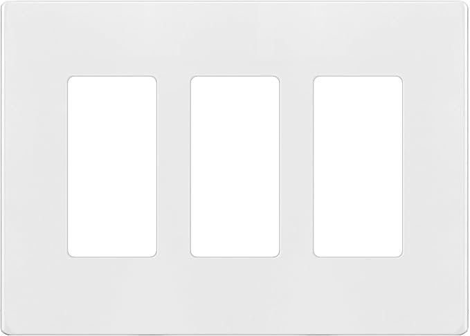 TG Screwless Decorator Wall Plates Child Safe Outlet Covers, Mid-Size 3-Gang 4.88" H x 6.77" L, Unbreakable Polycarbonate Thermoplastic, UL Listed, Glossy, White (1 Pack)