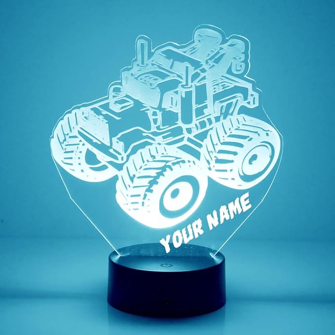 Monster Truck Custom LED Sign Night Light Lamp with Remote - Personalized Name or Image Display, Clear Acrylic Light Up Home Decor, 16 Colors & 4 Modes - Made in The USA