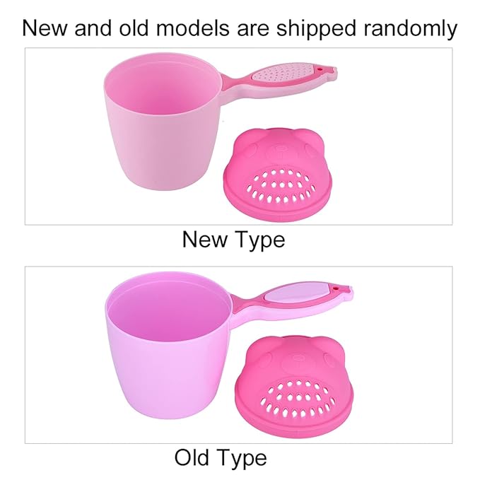 Baby Hair Washing Cup, Detachable Shower Rinse Cup for Kids ¨C Cartoon Bear Design (Pink)