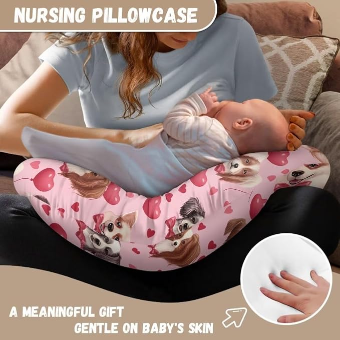 Dog Love Removable Breathable Breastfeeding Pillow Slipcover for Bottle Feeding Fit Standard Nursing Pillows