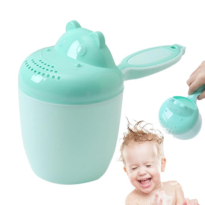 Tiny Tot Bath Rinse Cup - Child Shampoo Pourer, Cartoon Water Bucket for Hair Washing, Gentle Shower Accessory with Safety Grip, Bathroom Tool, Fun Bathing Aid for Daily Bathtub and Kids Bath Time