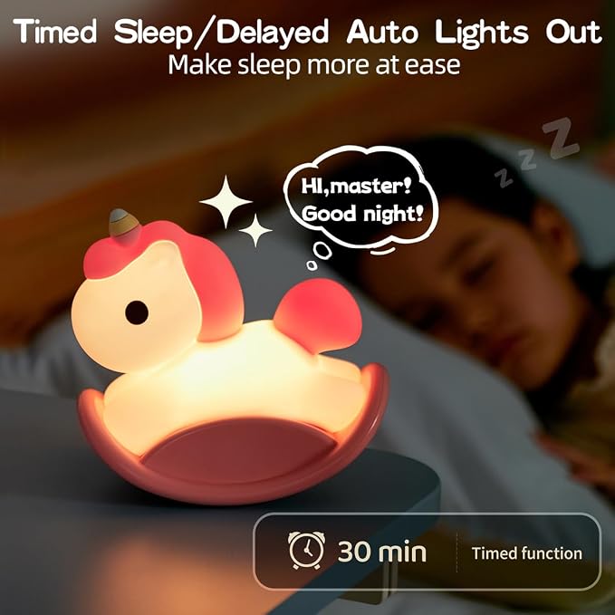 LEDHOLYT Kids Unicorn Night Light - Cute Animal Design for Boys & Girls, Perfect for Baby & Toddler Bedrooms, Pink Trojan Bedside Lamp